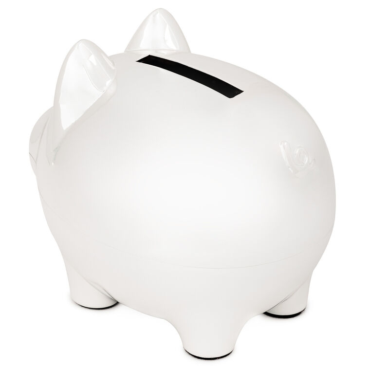Piggy Bank Silver Polished Finish Reflective Coin Slot Nursery Decor