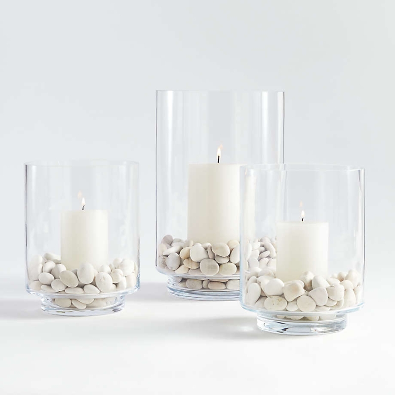 Pillar Candle, Coastal Hurricane Lantern, Beach Decor