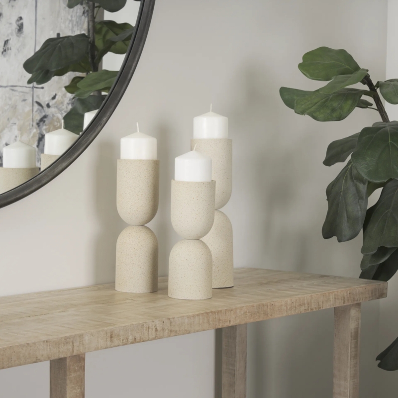 Pillar Candle Holder Granular Texture Extra Tall Metal Stand
