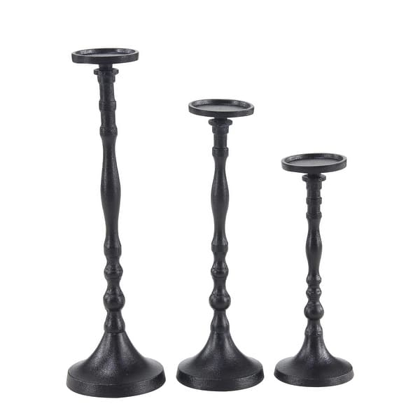 Pillar Candle Holder Set Graduated Heights Industrial Matte