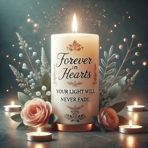 Pillar Candle Hurricane Glass Tribute Candle with Memorial Quote