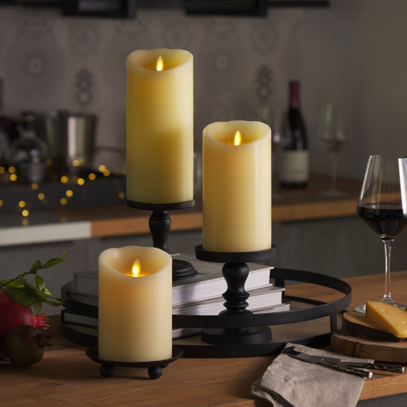 Pillar Candle, Ivory Flameless, Scalloped Top Edge