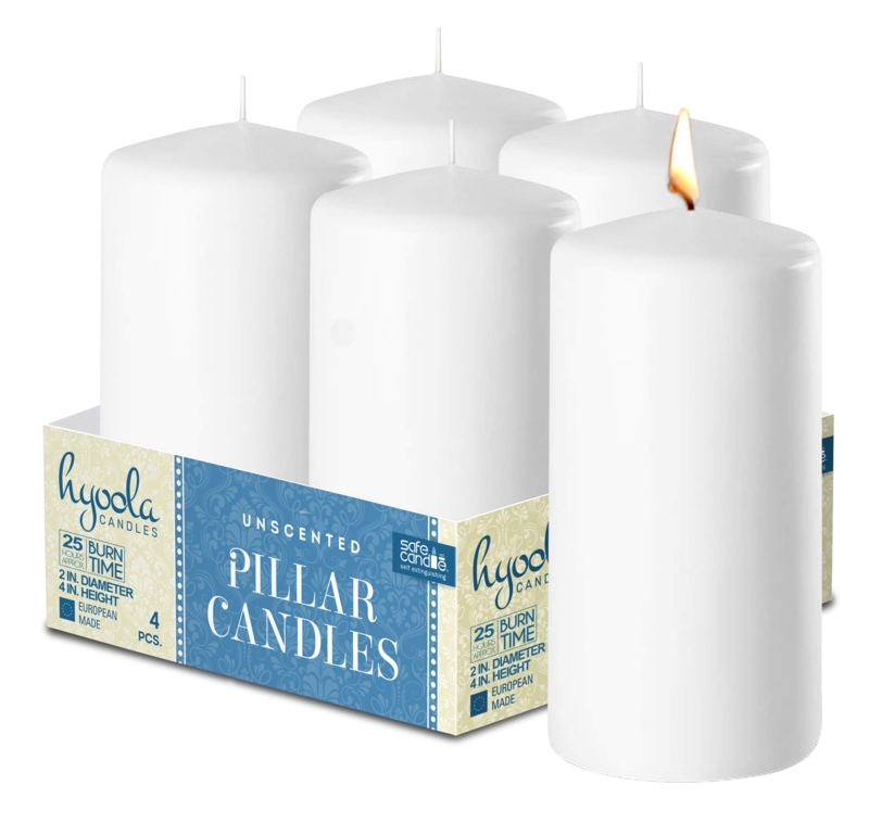 Pillar Candle Set: Four Matte White Unscented Cylinders