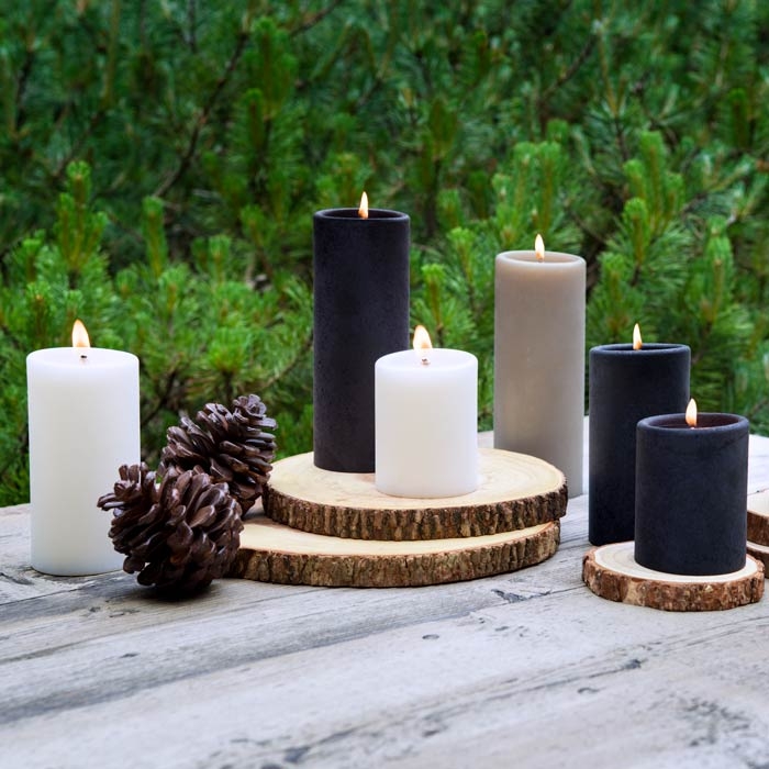 Pillar Candle Trio with Matte Monochrome Finish for Modern Rustic Decor
