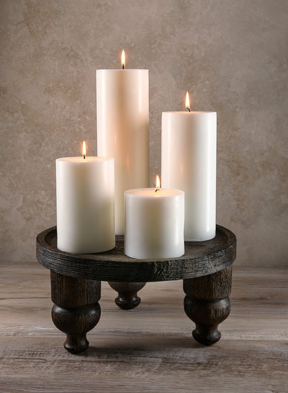 Pillar Candle, Wide Diameter White Wax, Matte Finish