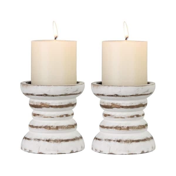 Pillar Holder Set, Distressed Aged Spindle Silhouette, Staggered Set