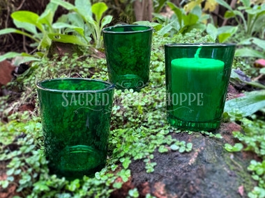 Pine Glass Votive Candle Holder Heavy Base Flared Rim Earthy Decor