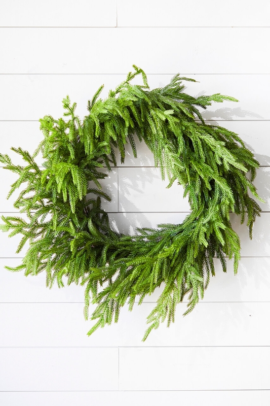 Pine Wreath Realistic Norfolk Weeping Look Unadorned Green