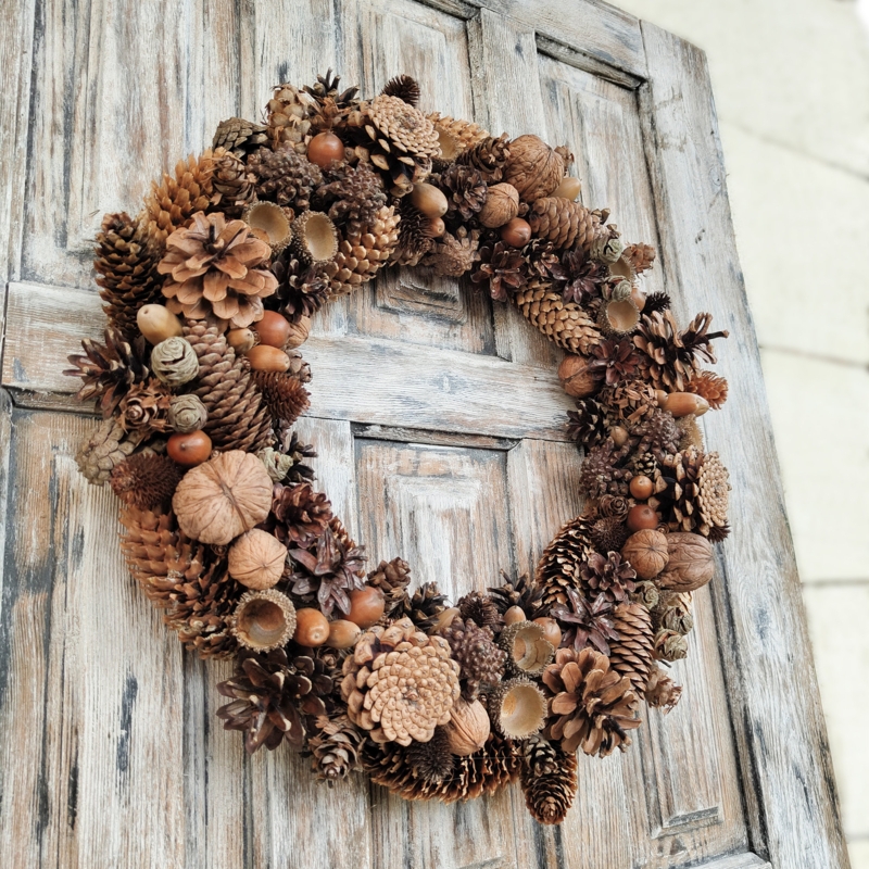 Pinecone Wreath with Berries and Foliage Cottagecore Fall Decor
