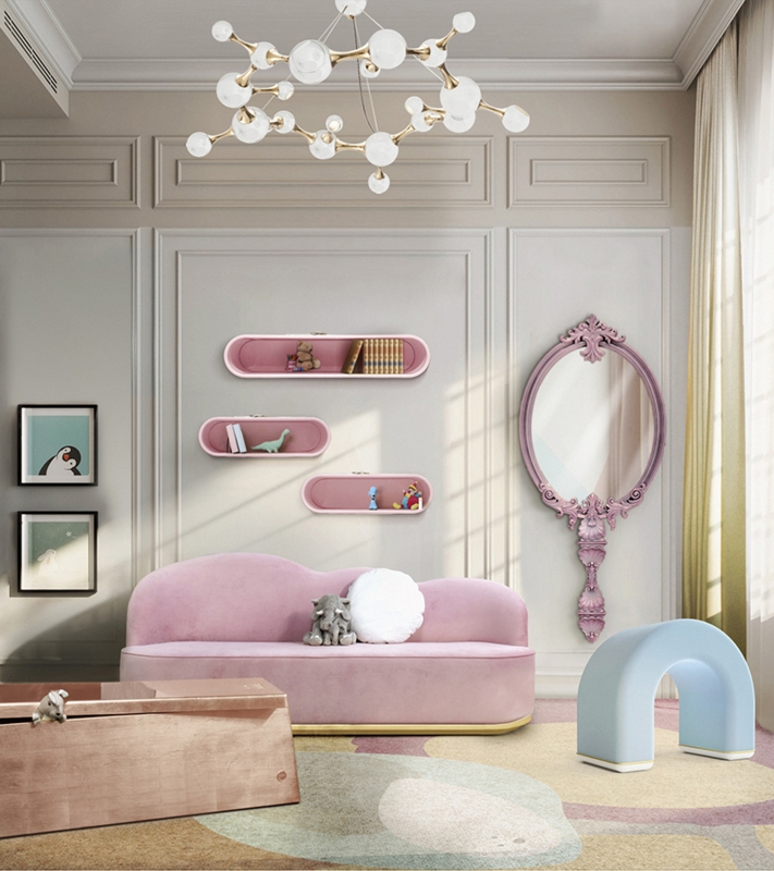 Pink Castle Floor Mirror, Integrated TV Screen