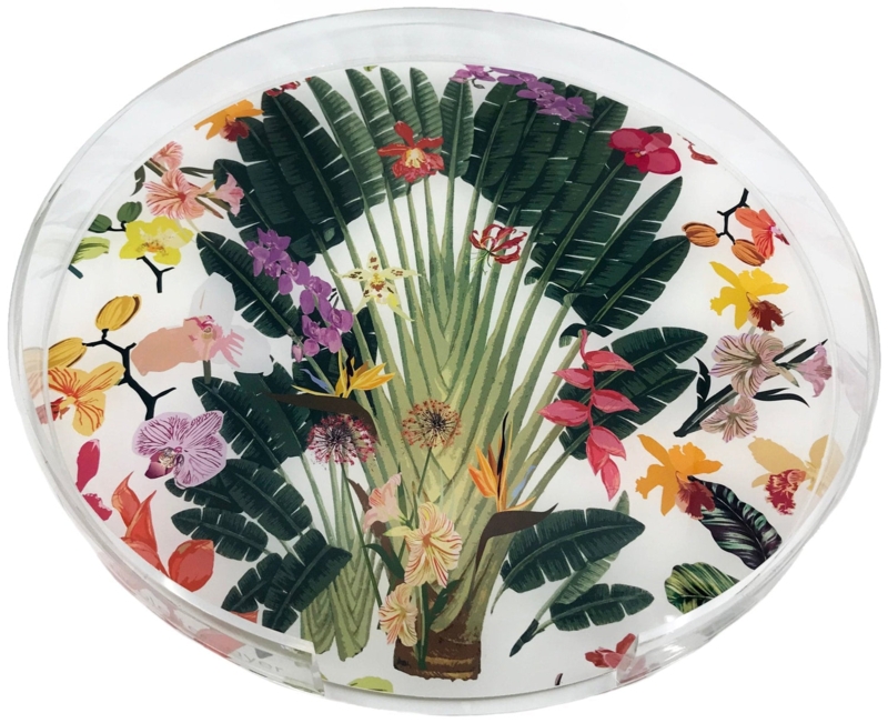 Placemat Round Acrylic Fantasy Tropical Print Scenic Illustration Coastal Tabletop Accessory