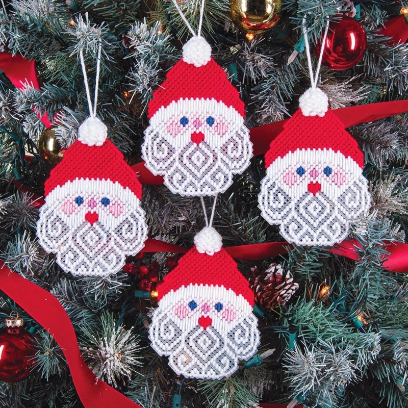 Plastic Canvas Santa Claus Ornament with Hand-Stitched Details