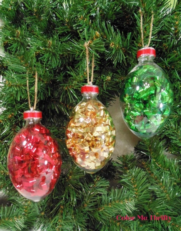 Playful Christmas Ornament with Colorful Curled Ribbon Filling