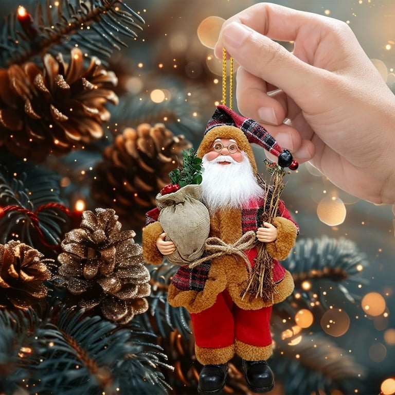 Plush Holiday Ornaments with Wooden Greeting Signs