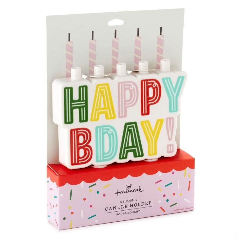 Polished Gold Happy Birthday Candle Holder Alphabet Cake Topper