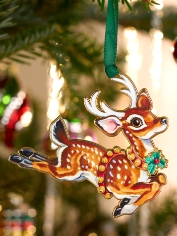 Polished Gold Leaping Reindeer Ornament for Elegant Holiday Decor