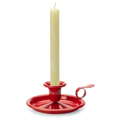 Polished Gold Metal Chamberstick Candlestick with Finger Loop Handle
