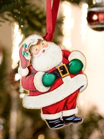 Polished Gold Santa Ornament Elegant Boxed Holiday Keepsake