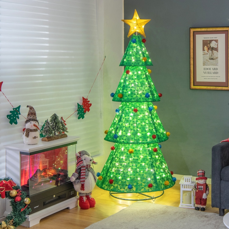 Pop Up Christmas Tree Collapsible Artificial Tree Warm LEDs