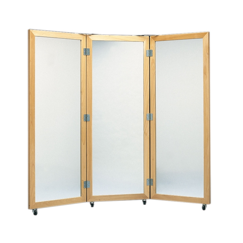 Posture Mirror Three-Panel Folding Mobile Metal Frame Base