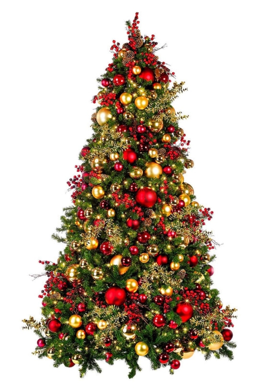 Pre-Decorated Christmas Tree, Oversized Ribbons, Traditional Decor