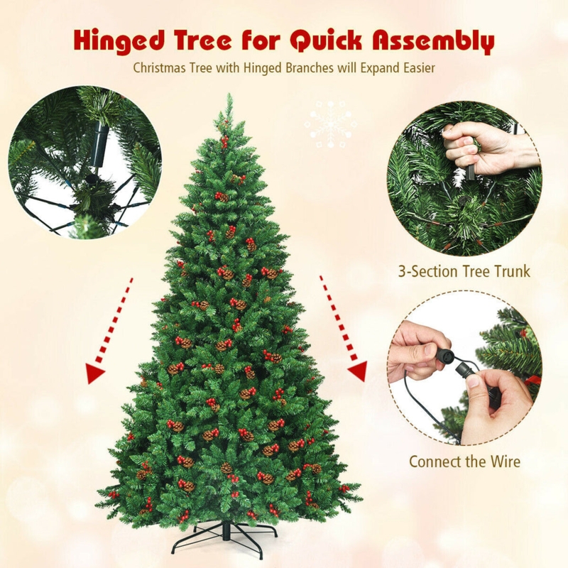 Pre-Lit Artificial Christmas Tree, 7.5ft with Integrated Warm LEDs