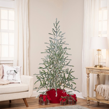 Pre-lit Artificial Christmas Tree Full Silhouette Warm Glow Cozy Corner