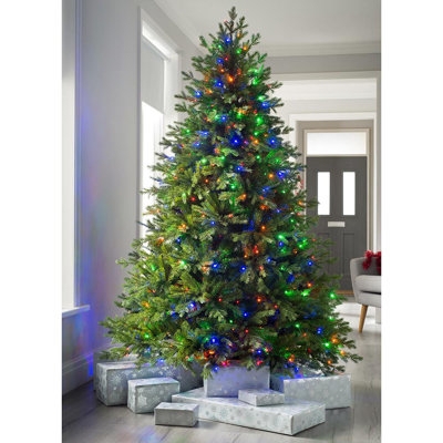 Pre-Lit Artificial Fir Tree Layered Branches Full Silhouette