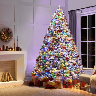 Pre-Lit Artificial Spruce Tree Dense Tips Warm Lights Conical Shape