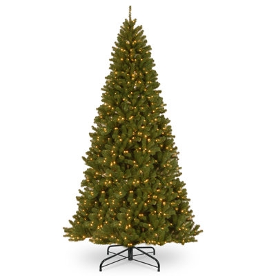 Pre-Lit Artificial Spruce Tree Full Profile Clear Lights Dense Tips