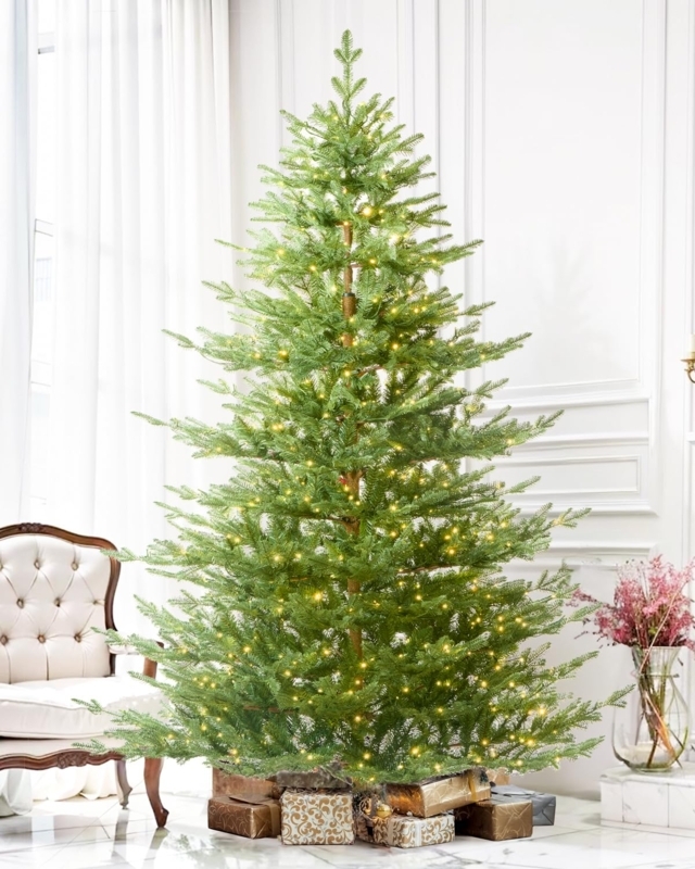 Pre-Lit Aspen Fir Tree Dense Needles Traditional Holiday Decor