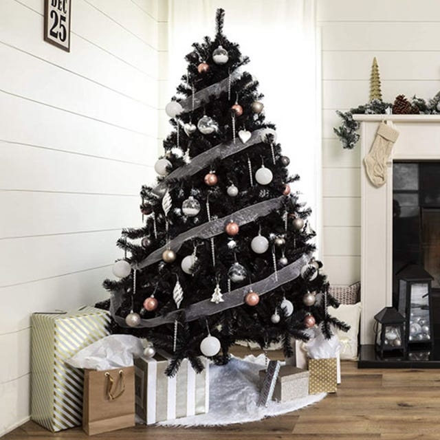 Pre-Lit Black Artificial Tree Ideas Full Silhouette Moody Style