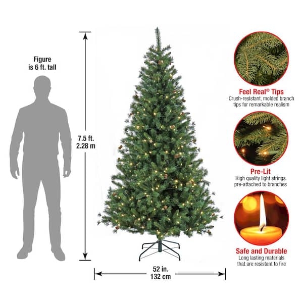 Pre-Lit Cedar Spruce Artificial Christmas Tree Layered Branches