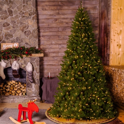 Pre-Lit Christmas Tree Clear Lights High Tip Count Spruce Silhouette