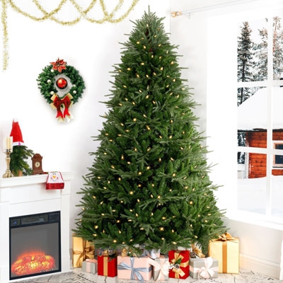 Pre-Lit Christmas Tree Realistic Silhouette Woven Base Cozy Style