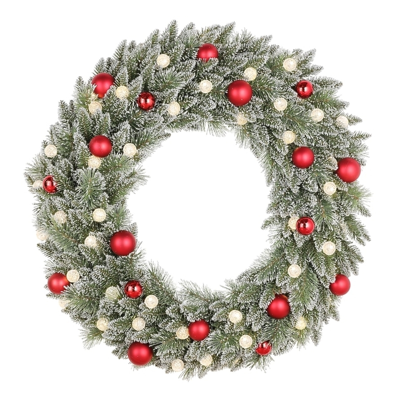 Pre-Lit Christmas Wreath, 48-Inch Mixed Needle Texture, Large Scale