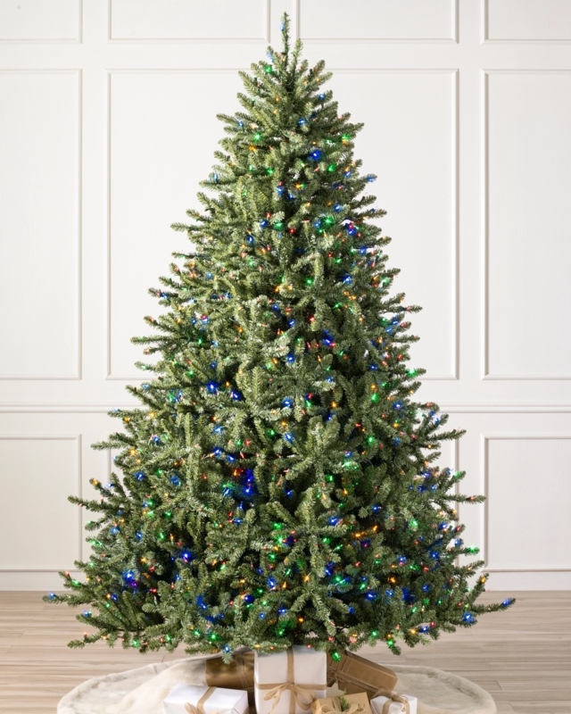 Pre-Lit Full Christmas Tree Moody Holiday Living Room Design Backdrop
