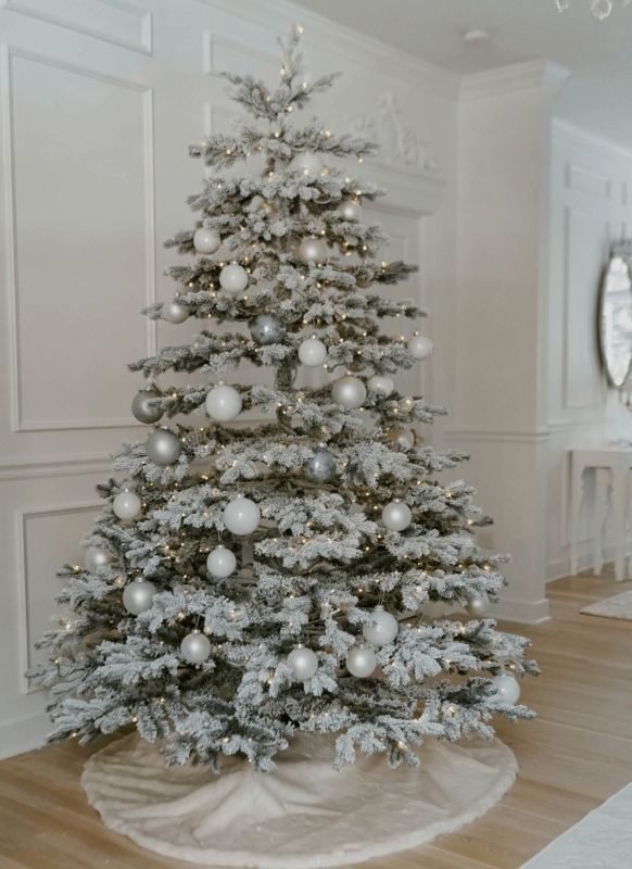 Pre-Lit Heavy Flocked Christmas Tree with Full Profile and LED Lights