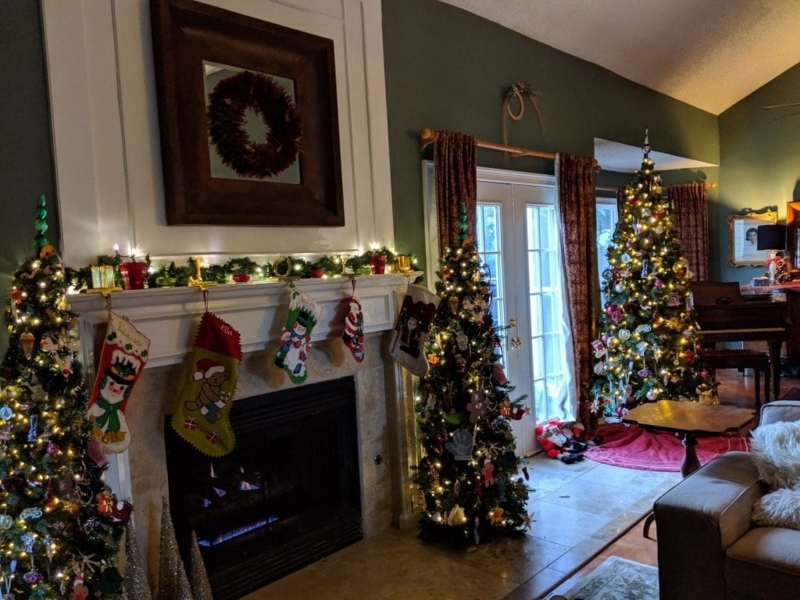 Pre-Lit Tabletop Christmas Trees Pair for Symmetrical Mantel Styling