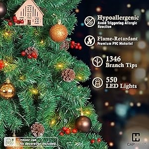 Pre-Lit Traditional Christmas Tree With Pinecones And Berries