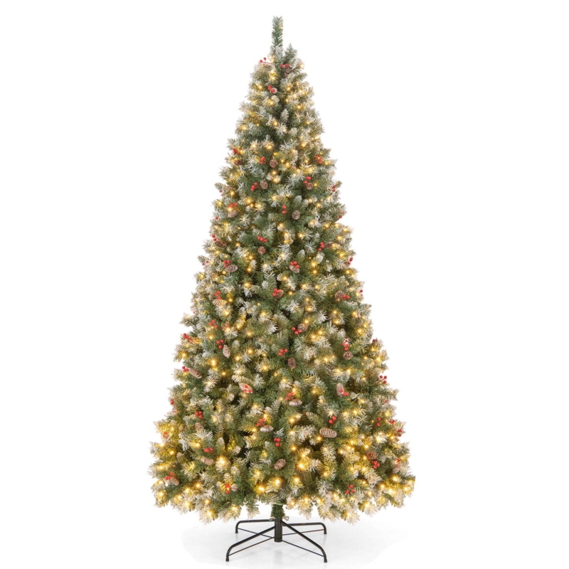 Pre-Lit Tree With Berries, Full Silhouette, Warm LED Lights, Hinged Branches