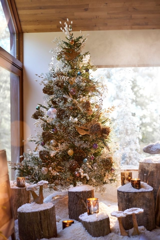 Realistic Artificial Spruce Tree Branch Detail with Molded Brown Stems