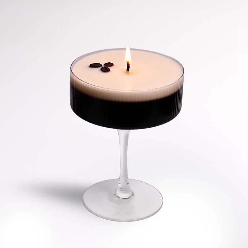 Realistic Drink Inspired Novelty Candle, Coupe Glass, Frothy Whipped Wax