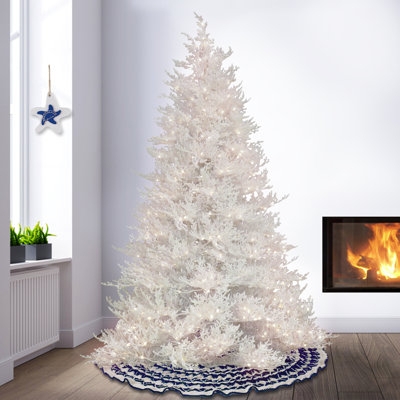 Realistic Pre-Lit Christmas Tree Warm White Full Body Silhouette