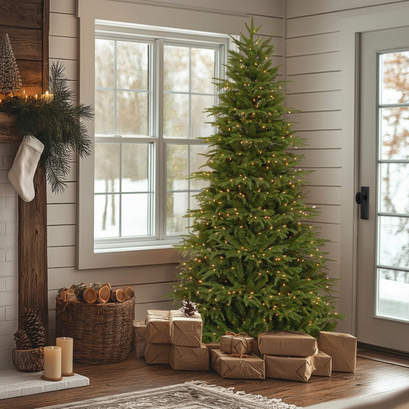 Realistic Pre-Lit Fraser Fir Artificial Christmas Tree