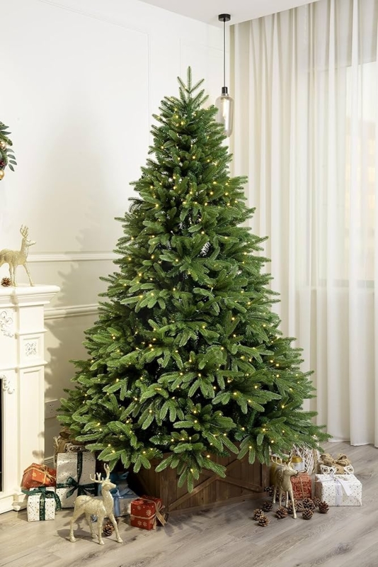 Realistic Pre-Lit Fraser Fir Style Christmas Tree with Warm LEDs