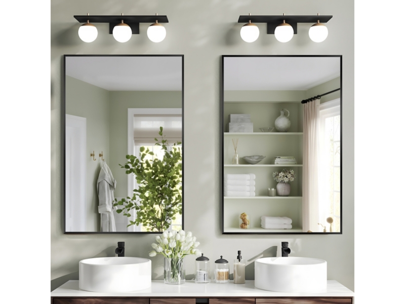 Rectangular Bathroom Mirrors: Dark Bronze Thin Frame Set of 2