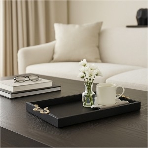 Rectangular Decorative Tray featuring Sculptural Gold Snake Handles
