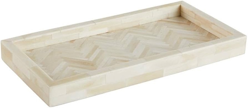 Rectangular Decorative Tray Herringbone Bone Inlay Pattern