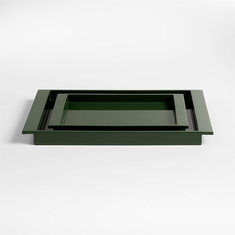 Rectangular Decorative Tray Set High Gloss Lacquer Finish Minimalist